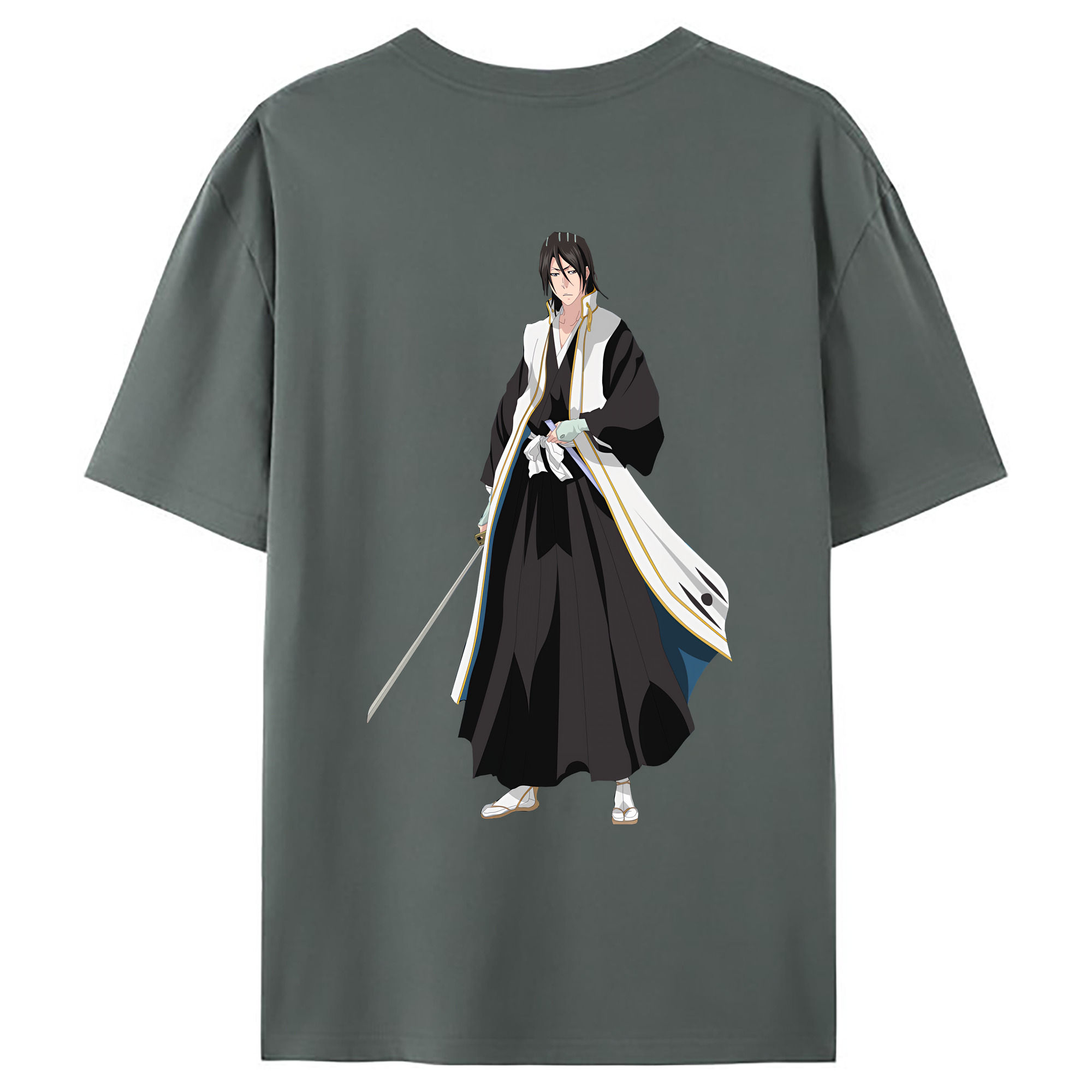 （画像用） ブリーチ くちき びゃくや BLEACH Kuchiki Byakuya 綿100％ メンズ半袖Tシャツ（バックプリント） 通気性